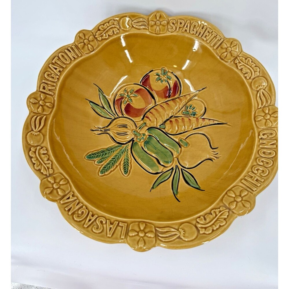 Vintage MCM California Pottery USA Made Spaghetti, Rigatoni, Gnocchi Bowl 14"x4"